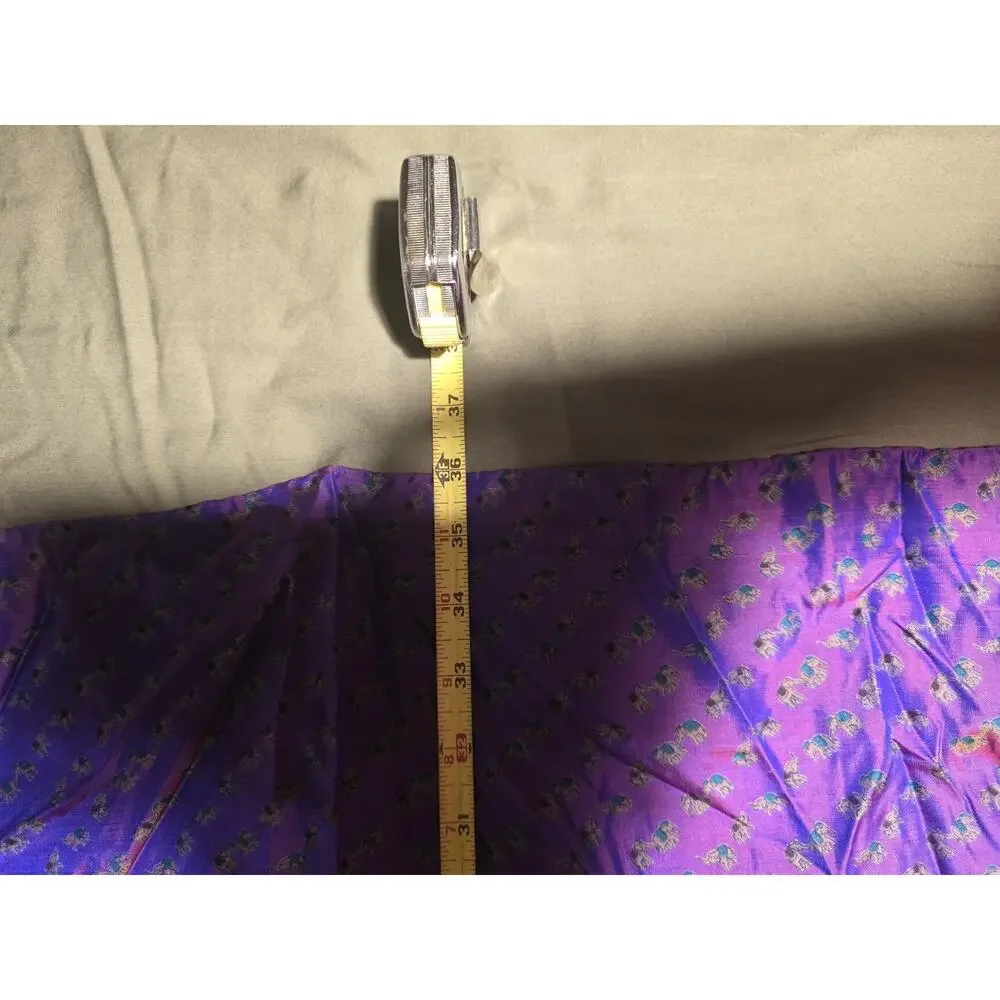 Vintage Handmade Thai Silk Scarf Shawl Wrap Purple 100% Silk Thailand elephant